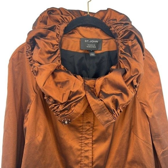 St. John Nordstrom Copper Taffeta Evening Jacket Statement Stand Collar Size M - Picture 4 of 9